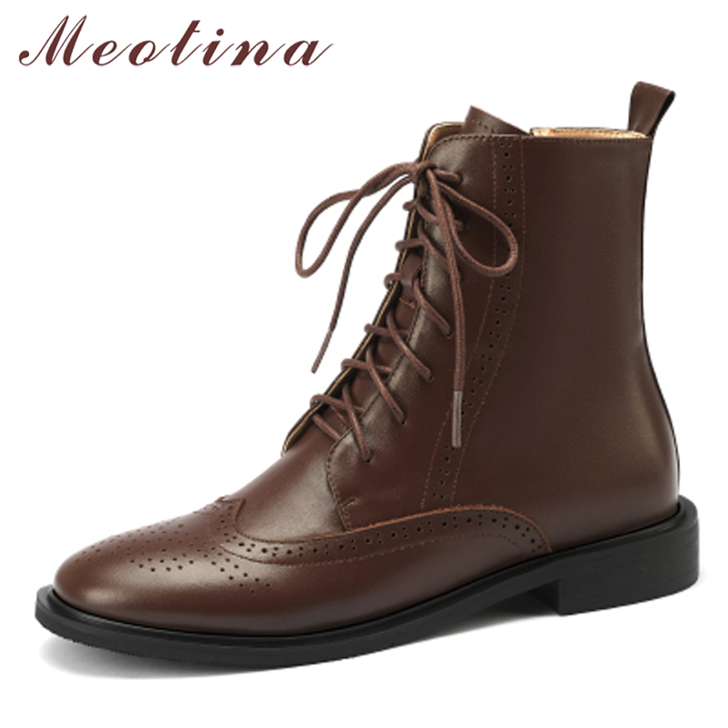 Women'S Shoes Size 40 In Us - Meotina-Botas de moto de cuero genuino