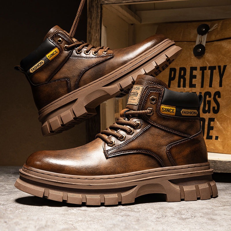 Suede Ankle Boot - Botines de plataforma Vintage para Hombre,