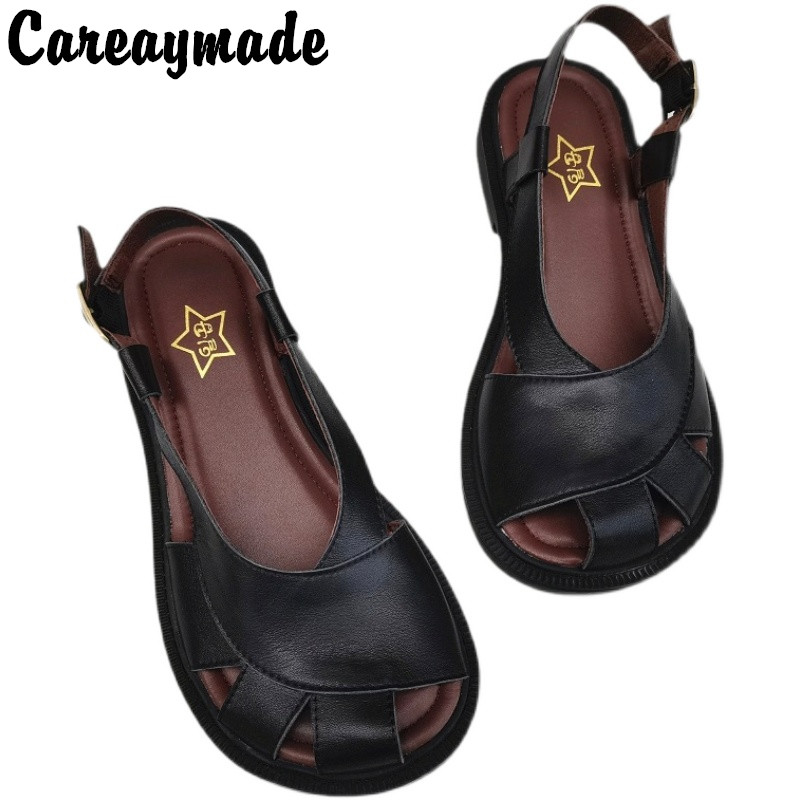 Women'S Shoes Big Feet - Careaymade-Sandalias anchas de piel auténtica para