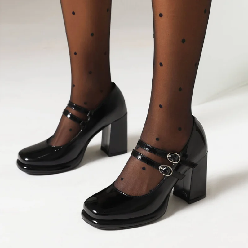 Women'S Shoes Big Feet - Zapatos de charol con doble hebilla