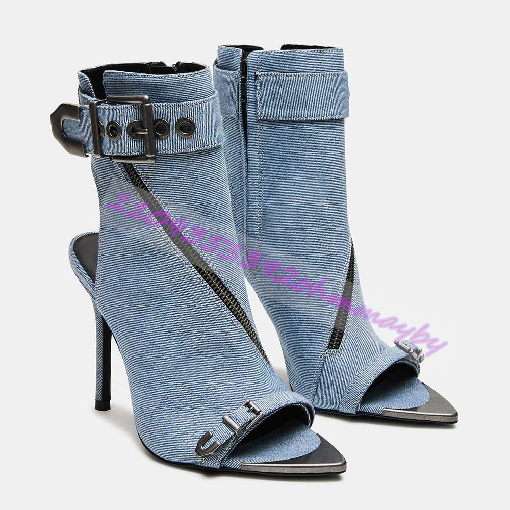 Botas de tacón alto de mezclil - Suede Ankle Boot reseña y precio