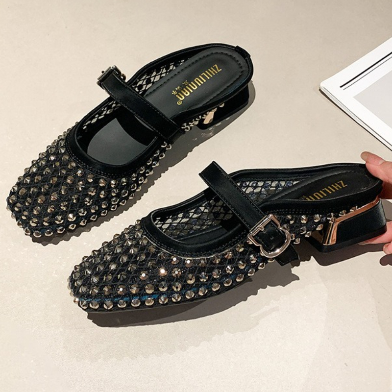 Zapatillas de tacón grueso con - Mule Slip On reseña y precio